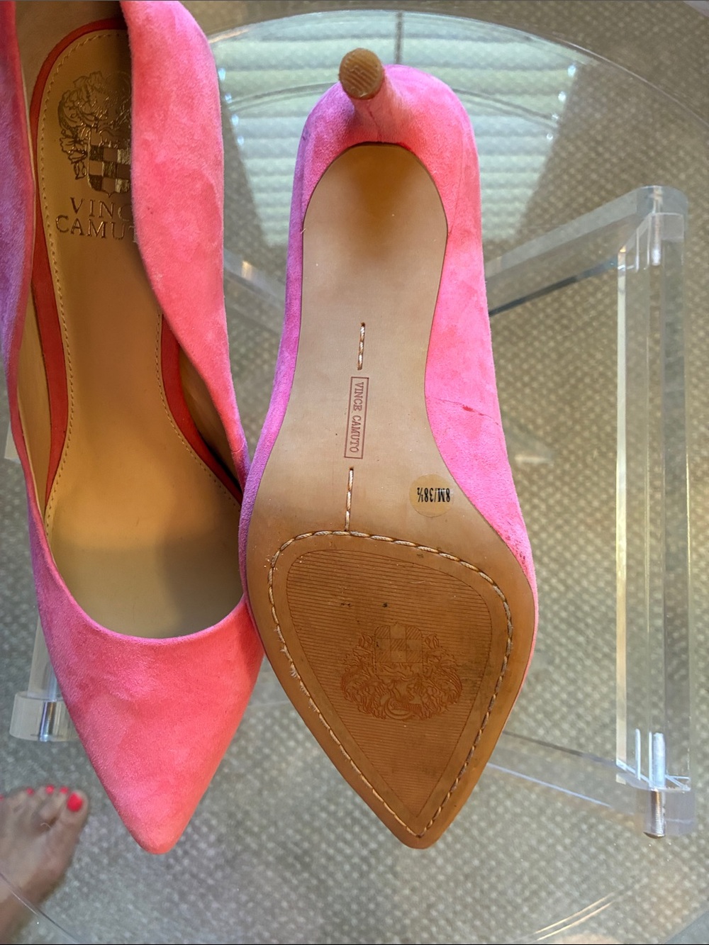 Vince Camuto Pink Suede Pointed-Toe Pumps - Picture 4 of 6